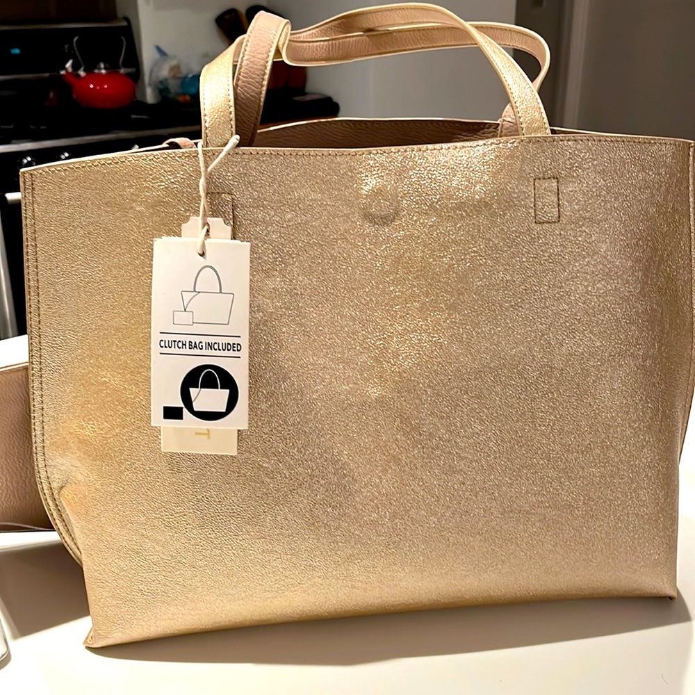 Madison West reversible shimmery tote bag